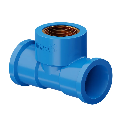 Tê Azul com Bucha Latão de 25mm x 1/2" Tigre